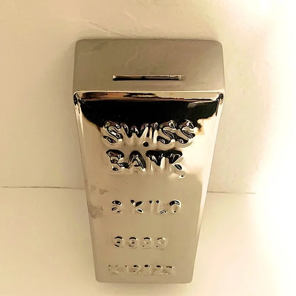 Silver Brick Piggy Bank - Picture 7 of 8